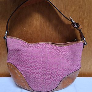 Coach Signature Jacquard Pink Canvas Hobo bag